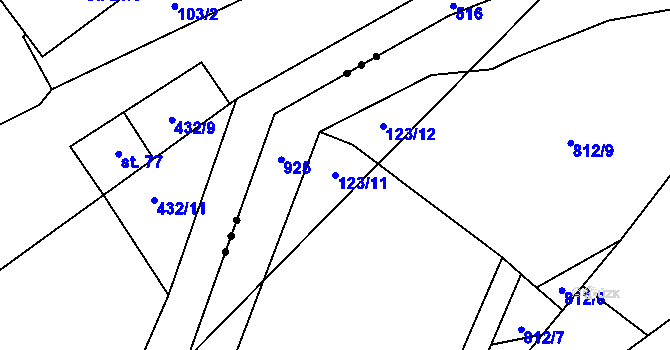 Parcela st. 123/11 v KÚ Vidnava, Katastrální mapa