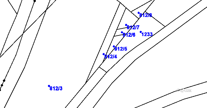 Parcela st. 812/4 v KÚ Vidnava, Katastrální mapa