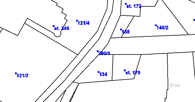 Parcela st. 290/1 v KÚ Vidnava, Katastrální mapa