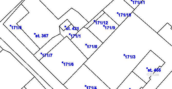 Parcela st. 171/8 v KÚ Vidnava, Katastrální mapa