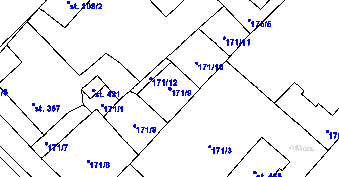 Parcela st. 171/9 v KÚ Vidnava, Katastrální mapa