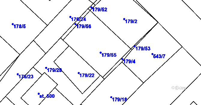 Parcela st. 179/55 v KÚ Vidnava, Katastrální mapa