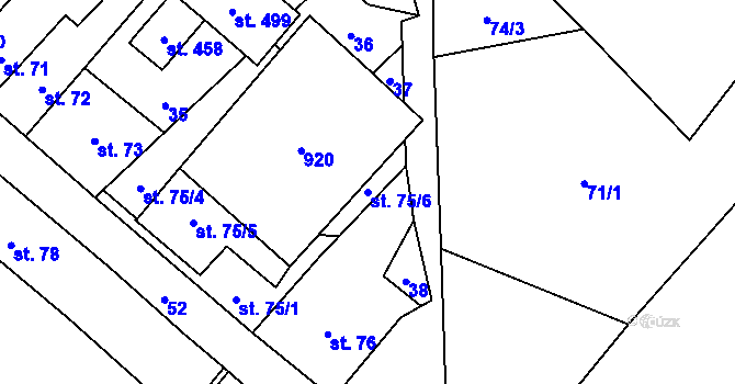 Parcela st. 75/6 v KÚ Vidnava, Katastrální mapa