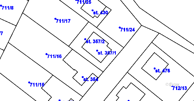 Parcela st. 357/1 v KÚ Vidnava, Katastrální mapa