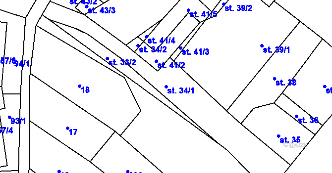 Parcela st. 34/1 v KÚ Vidnava, Katastrální mapa