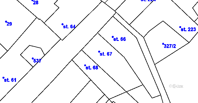 Parcela st. 67 v KÚ Vidnava, Katastrální mapa
