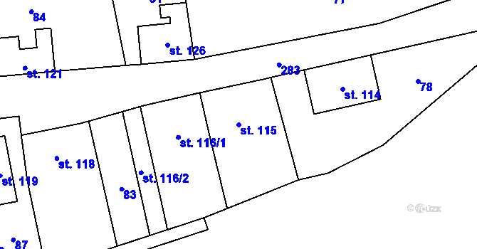 Parcela st. 115 v KÚ Vidnava, Katastrální mapa