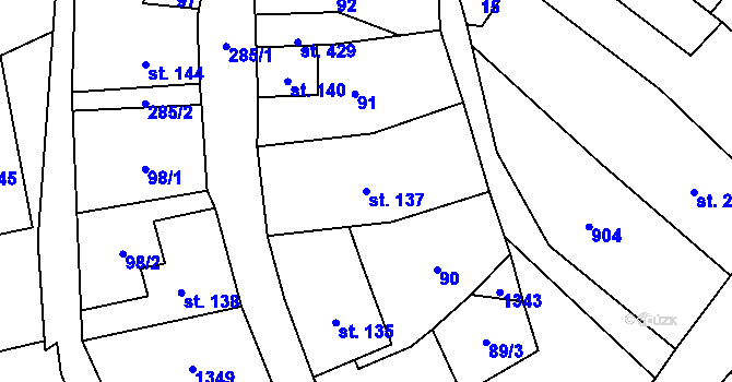 Parcela st. 137 v KÚ Vidnava, Katastrální mapa