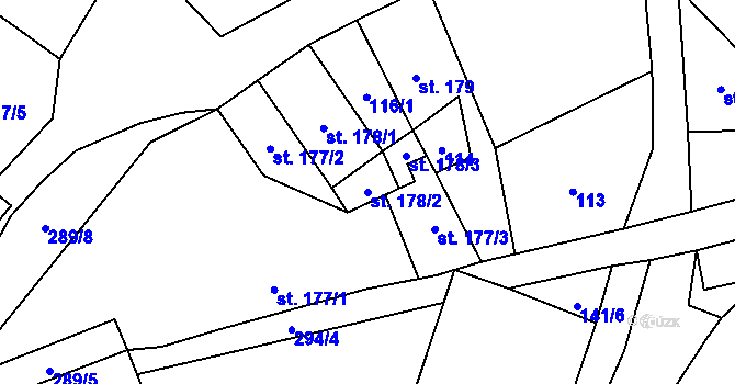 Parcela st. 178/2 v KÚ Vidnava, Katastrální mapa