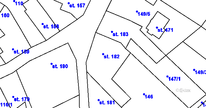 Parcela st. 182 v KÚ Vidnava, Katastrální mapa