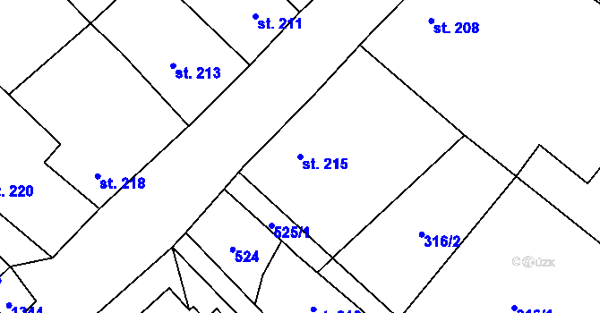 Parcela st. 215 v KÚ Vidnava, Katastrální mapa