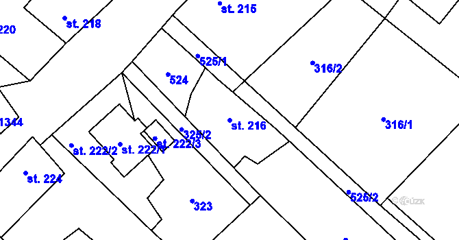 Parcela st. 216 v KÚ Vidnava, Katastrální mapa