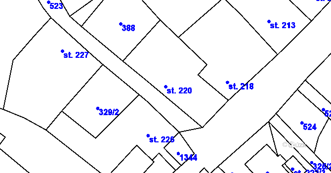 Parcela st. 220 v KÚ Vidnava, Katastrální mapa