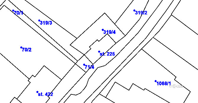 Parcela st. 225 v KÚ Vidnava, Katastrální mapa