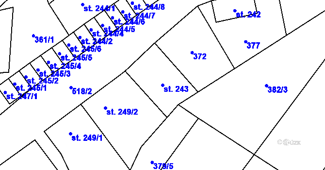 Parcela st. 243 v KÚ Vidnava, Katastrální mapa