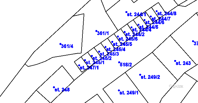 Parcela st. 245/3 v KÚ Vidnava, Katastrální mapa