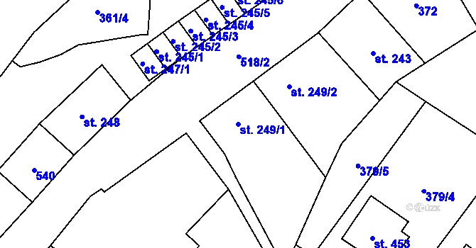 Parcela st. 249/1 v KÚ Vidnava, Katastrální mapa