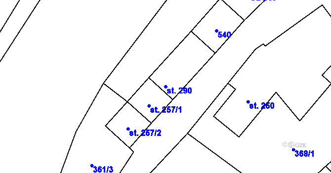 Parcela st. 290 v KÚ Vidnava, Katastrální mapa