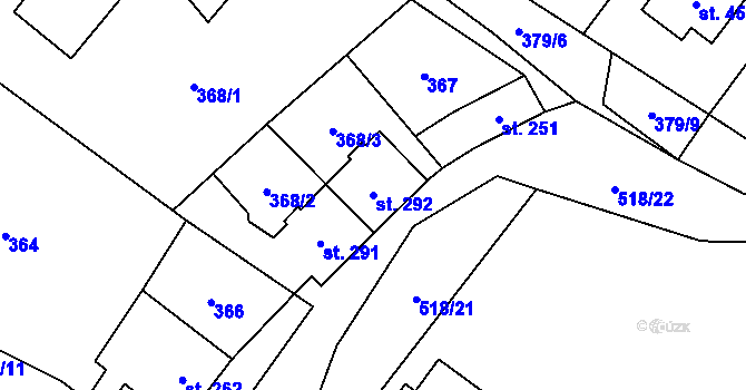 Parcela st. 292 v KÚ Vidnava, Katastrální mapa