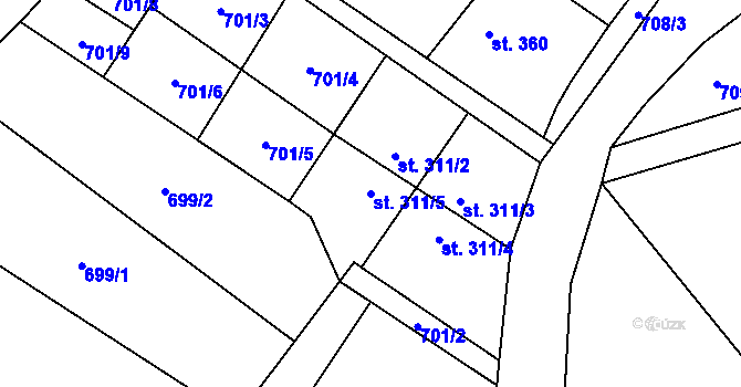 Parcela st. 311/5 v KÚ Vidnava, Katastrální mapa