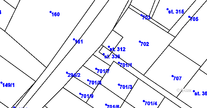 Parcela st. 336 v KÚ Vidnava, Katastrální mapa