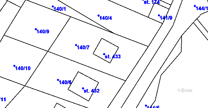 Parcela st. 433 v KÚ Vidnava, Katastrální mapa