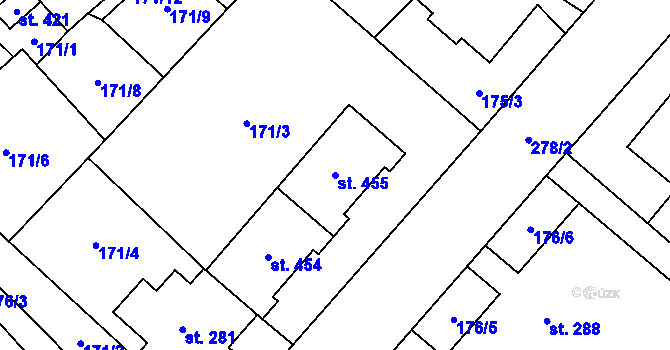 Parcela st. 455 v KÚ Vidnava, Katastrální mapa