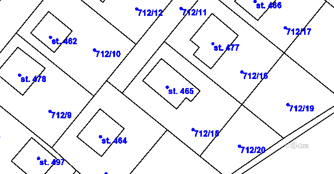 Parcela st. 465 v KÚ Vidnava, Katastrální mapa