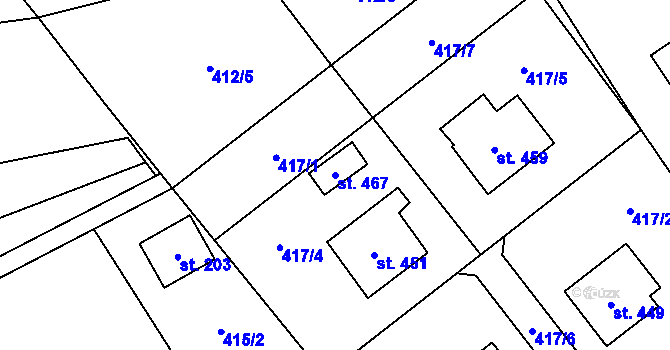 Parcela st. 467 v KÚ Vidnava, Katastrální mapa