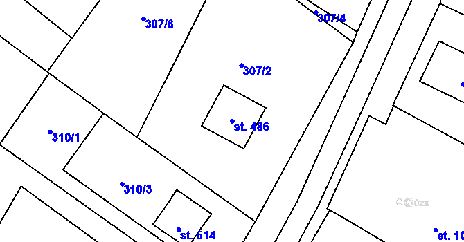 Parcela st. 486 v KÚ Vidnava, Katastrální mapa