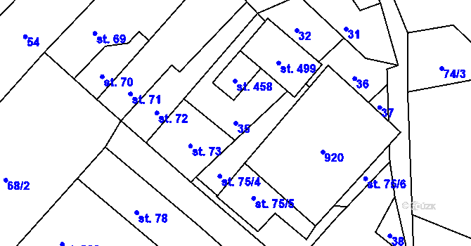 Parcela st. 35 v KÚ Vidnava, Katastrální mapa