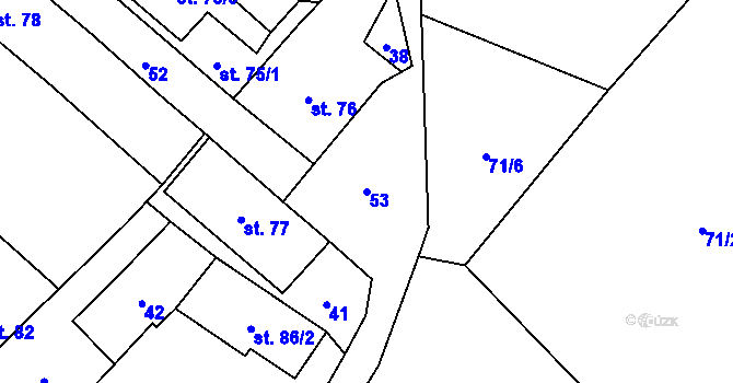 Parcela st. 53 v KÚ Vidnava, Katastrální mapa