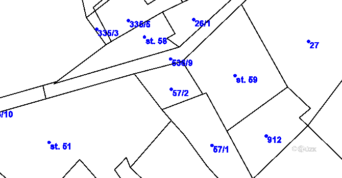 Parcela st. 57/2 v KÚ Vidnava, Katastrální mapa