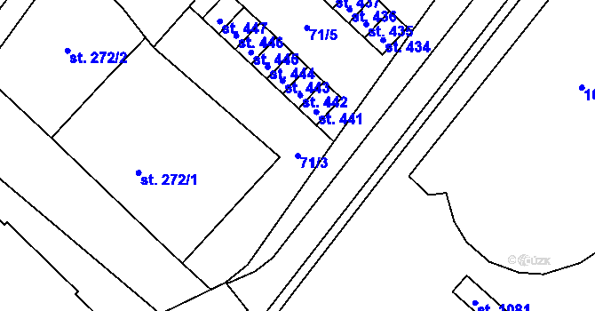 Parcela st. 71/3 v KÚ Vidnava, Katastrální mapa