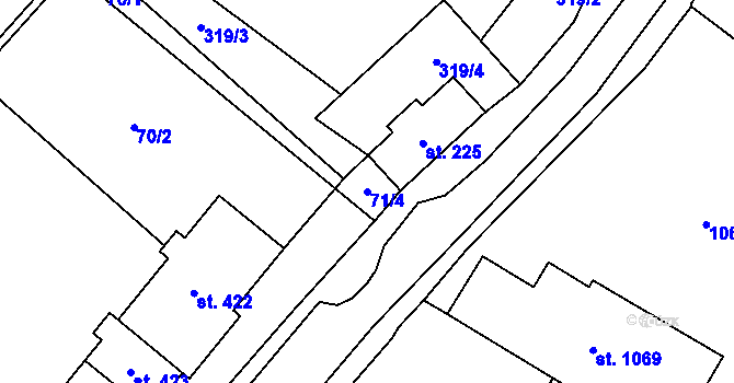Parcela st. 71/4 v KÚ Vidnava, Katastrální mapa