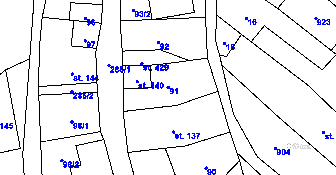 Parcela st. 91 v KÚ Vidnava, Katastrální mapa