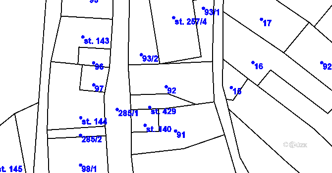 Parcela st. 92 v KÚ Vidnava, Katastrální mapa