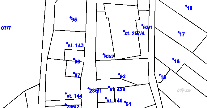 Parcela st. 93/2 v KÚ Vidnava, Katastrální mapa