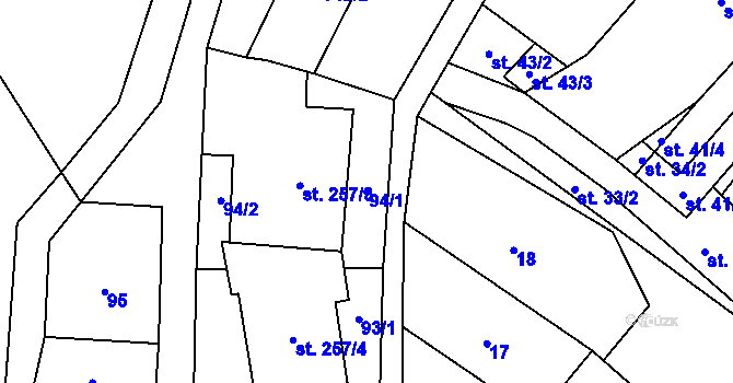 Parcela st. 94/1 v KÚ Vidnava, Katastrální mapa