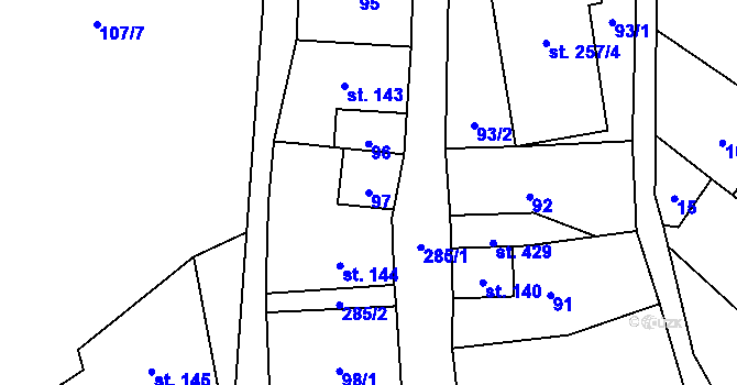 Parcela st. 97 v KÚ Vidnava, Katastrální mapa