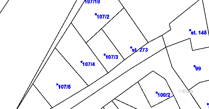 Parcela st. 107/3 v KÚ Vidnava, Katastrální mapa