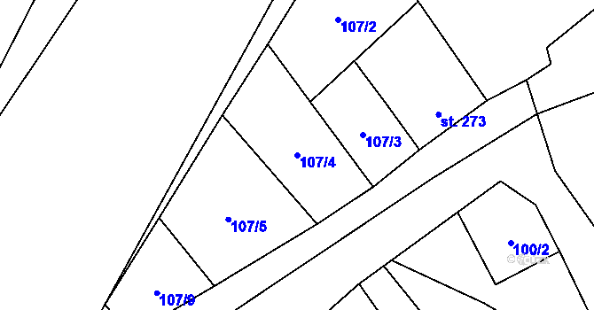 Parcela st. 107/4 v KÚ Vidnava, Katastrální mapa
