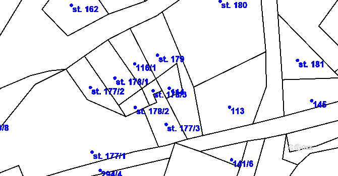 Parcela st. 114 v KÚ Vidnava, Katastrální mapa