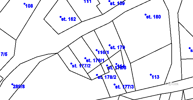 Parcela st. 116/1 v KÚ Vidnava, Katastrální mapa