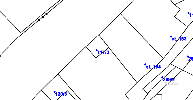 Parcela st. 117/3 v KÚ Vidnava, Katastrální mapa