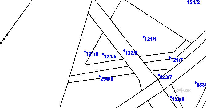 Parcela st. 121/5 v KÚ Vidnava, Katastrální mapa