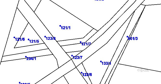 Parcela st. 121/7 v KÚ Vidnava, Katastrální mapa