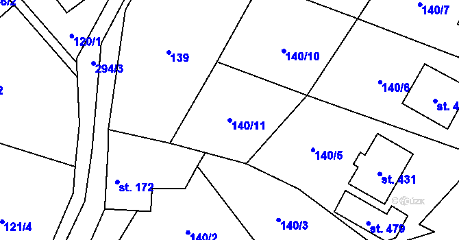 Parcela st. 140/11 v KÚ Vidnava, Katastrální mapa