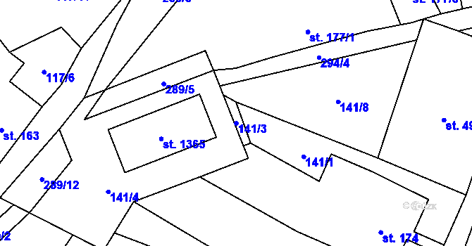 Parcela st. 141/3 v KÚ Vidnava, Katastrální mapa