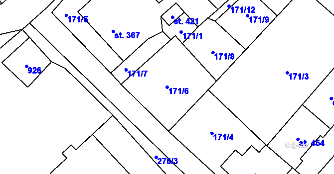 Parcela st. 171/6 v KÚ Vidnava, Katastrální mapa
